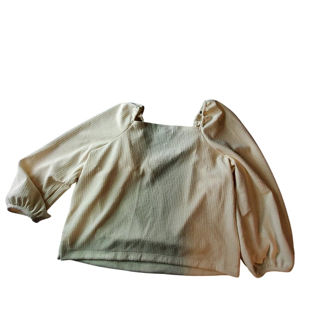 Madewell Ivory Textured Puff-Sleeve Square NeckTop XXL Womens Puff-sleeve design
